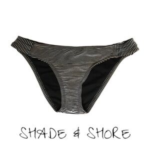 Shade & Shore Black and White Striped Bikini Bottom